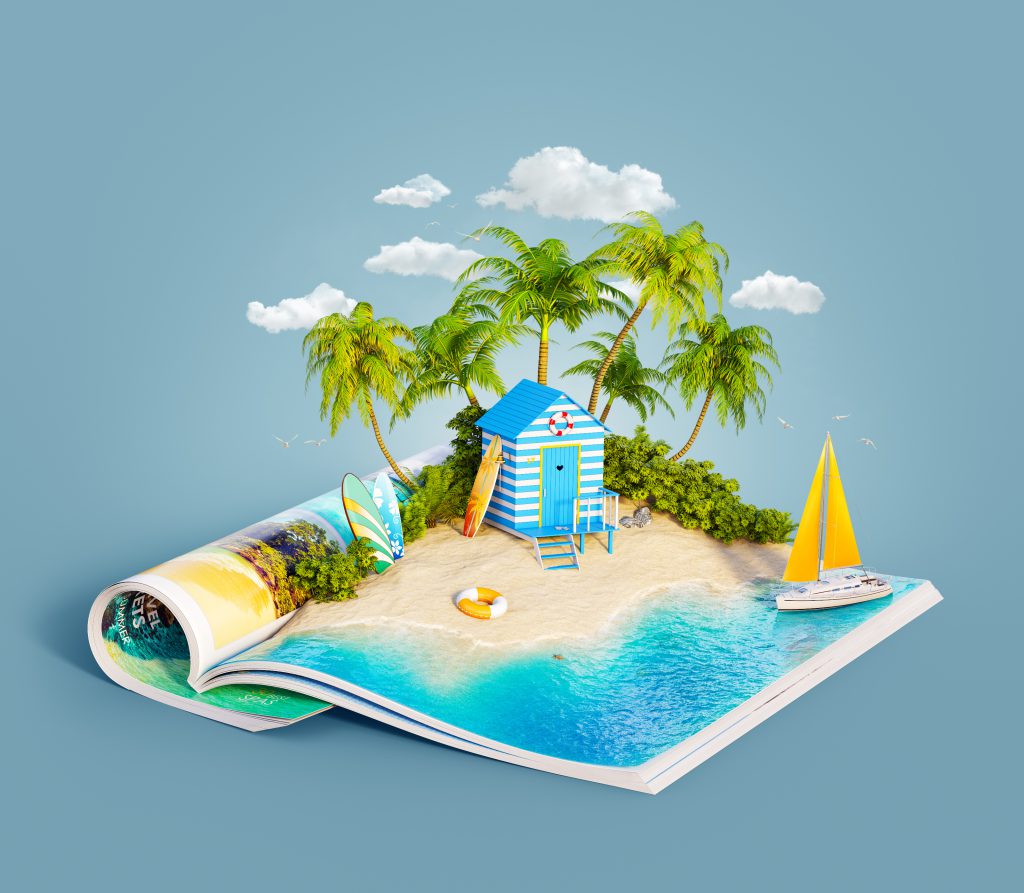 Beach,hut,at,tropical,jungle,on,a,sand,beach,of